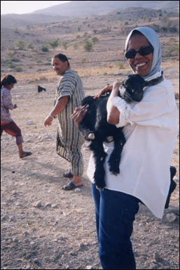 PC-LCF Uhod, Abu Motasem, and village girl in theWadi Hedan Canyon.  Near El-Greyat, Beni-Hamida Mountains, Jordan.