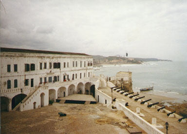 Cape Coast, Ghana, 1993. Cape Coast castle is one of the old forts along the coast of Ghana once used for slave trading. Photo by Peace Corps Volunteer Wayne Breslyn.